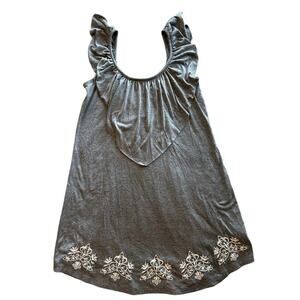 Women’s Stetson Grey White Sleeveless Embroidered Cotton Sundress Size Medium